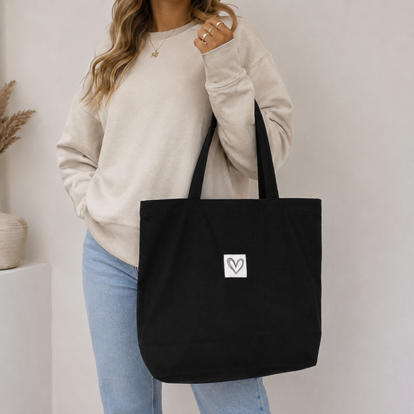 Heart Tote Bag Zwart