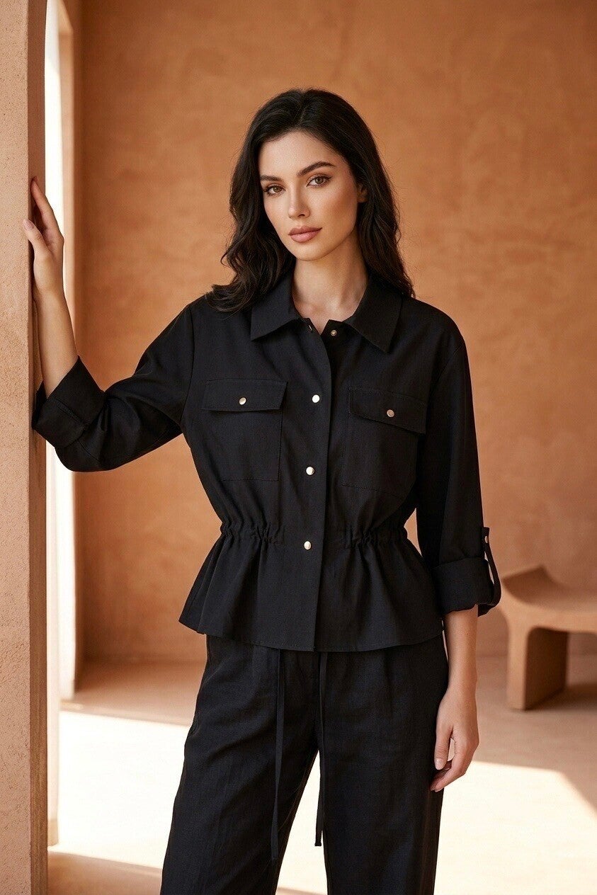Knoopblouse Zwart