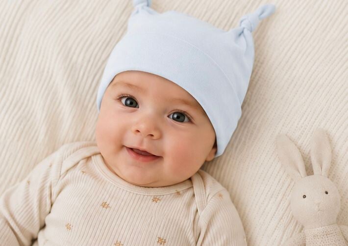 Baby Knoopmutsje – Lichtblauw