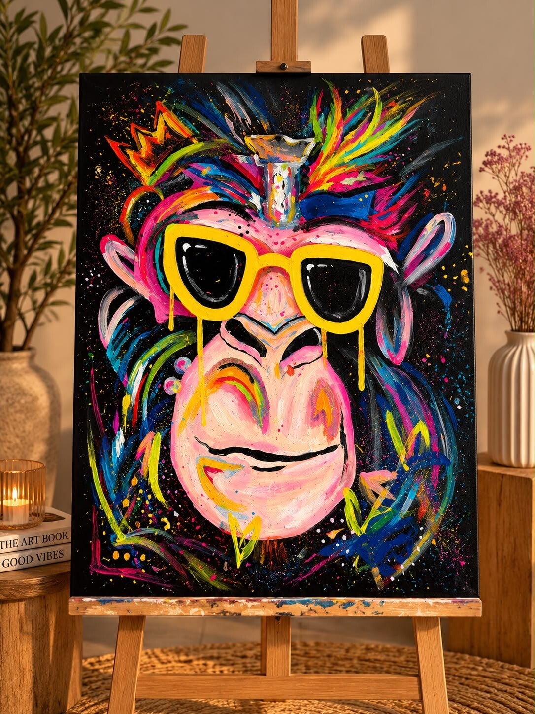 Kunstschilderij – “Colorful Monkey”