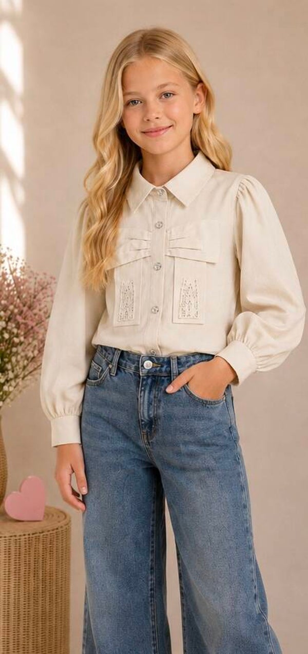 Blouse Glitter Creme