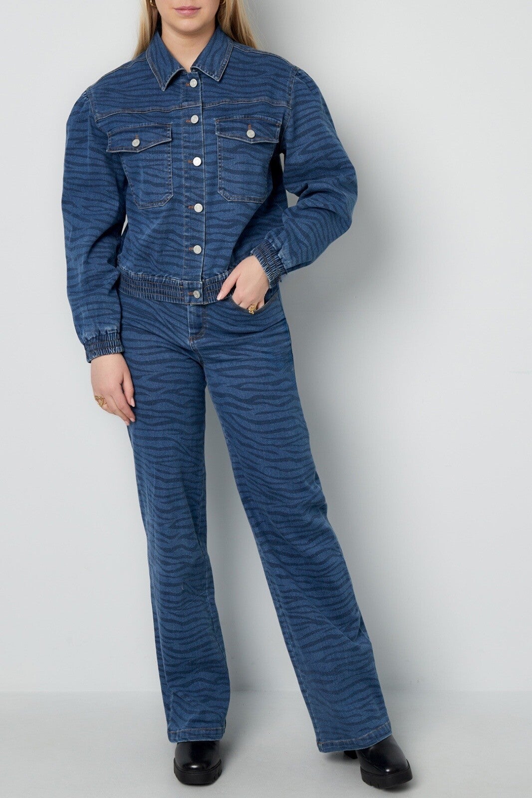 Heart Denim Wide Leg Broek – Dames