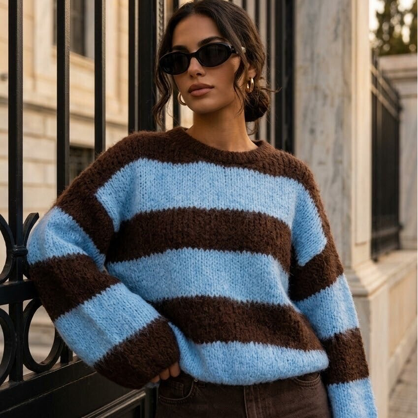 Gestreepte Knit Blauw