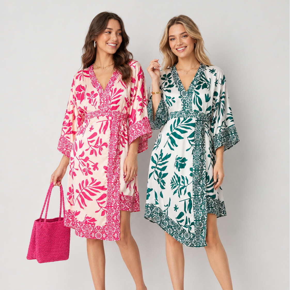 Boho Jurk met Bloemenprint en V-hals