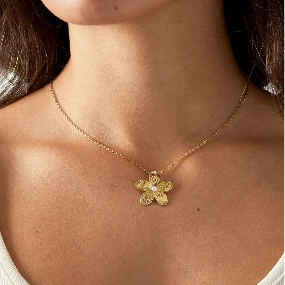 Flower Pearl Ketting – Stainless Steel