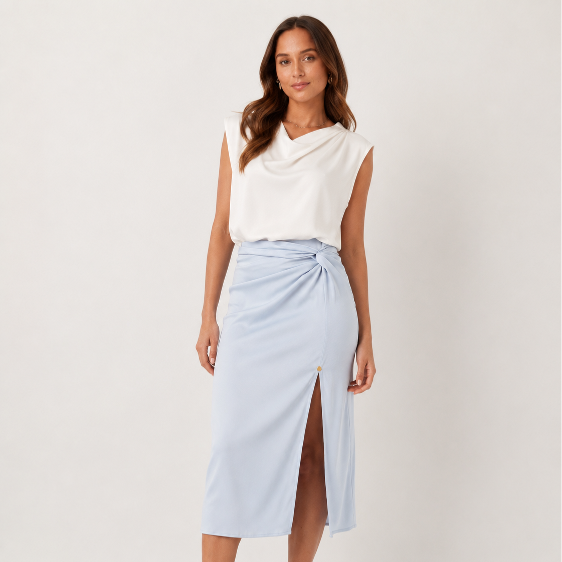 Midi Rok met Knoopdetail en Split