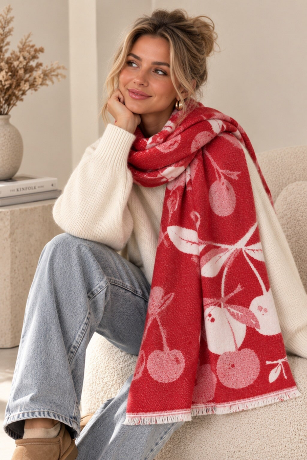 Wintersjaals Kersen rood