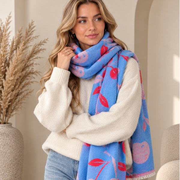 Wintersjaals Kersen Blauw