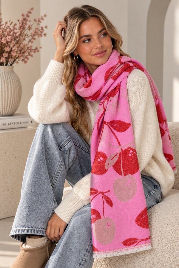 Wintersjaals Kersen Roze