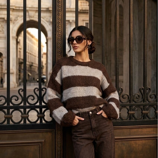 Gestreepte Knit bruin