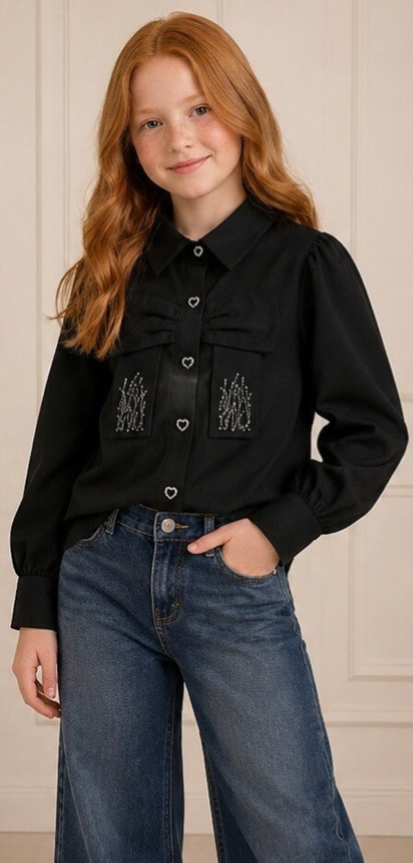 Blouse Glitter zwart