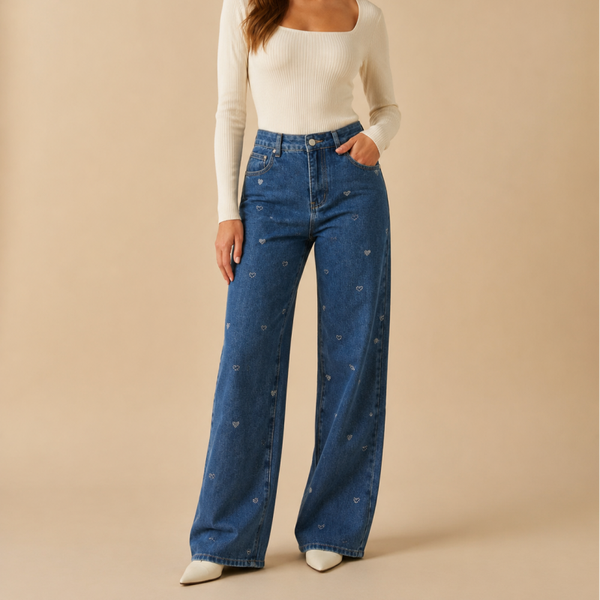 Wide Leg Jeans Hearts
