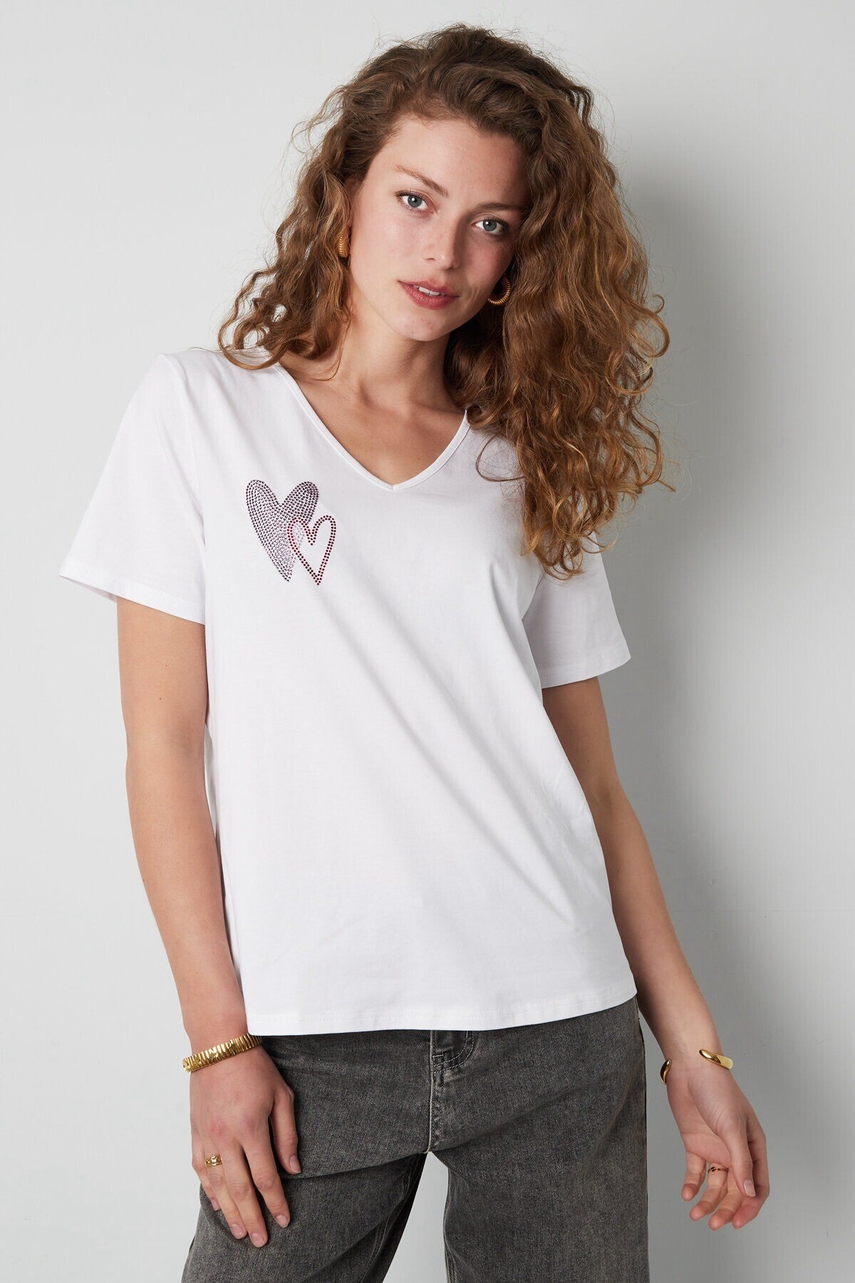 Heart Sparkle V-Hals T-Shirt