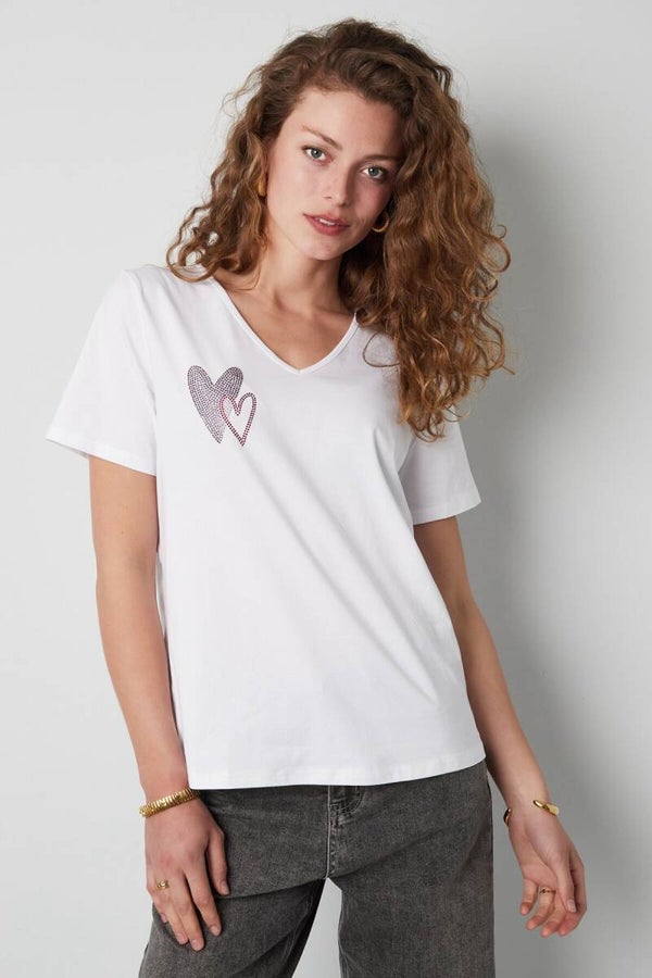Heart Sparkle V-Hals T-Shirt