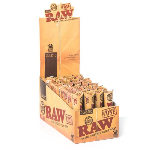 RAW Classic King Size Cones - Display Of 32