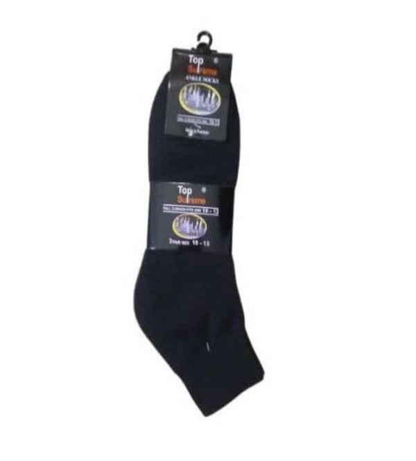 Ankle Socks Black Size 10-13  12pc