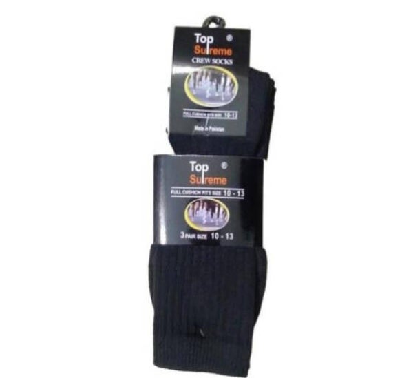 Crew Socks Black Size 10-13 12pc