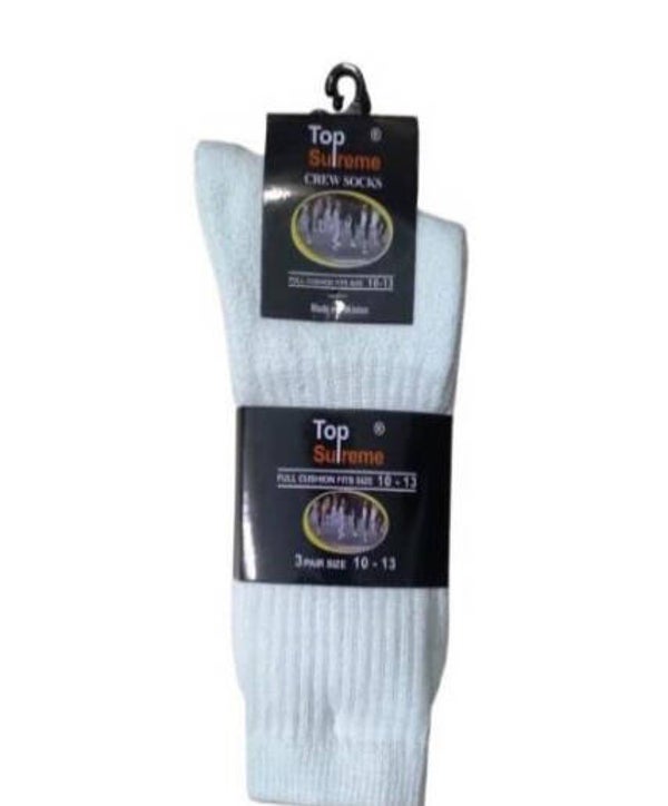 Crew Socks White Size 10-13 12pc