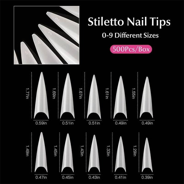 Stilleto XXL Nagel tips Wit