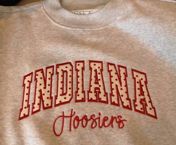 Hoosier mock neck polka dot sweatshirt
