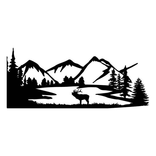Scenic Metal Art - Mountains & Trees & Moose