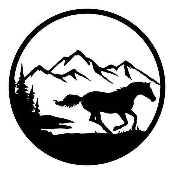 Scenic Metal Art - Mountains & Trees & Horse