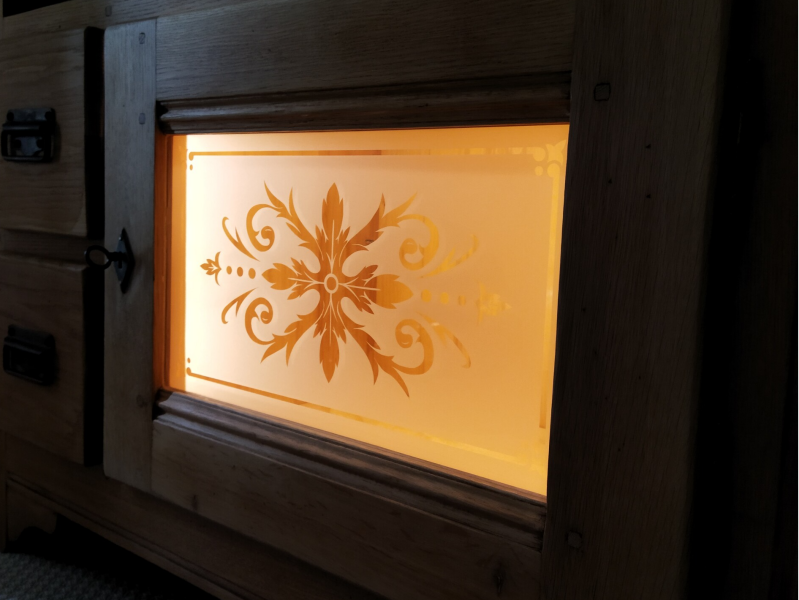 Meuble - relooking - verre - sablage