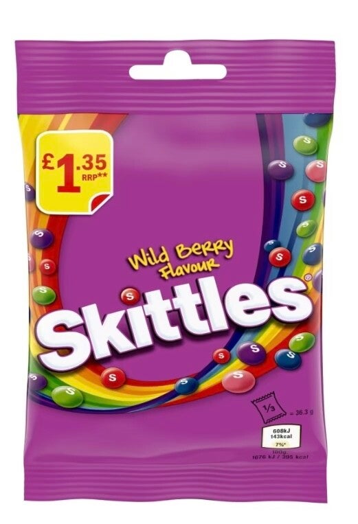 Skittles Vegan Chewy Sweets Wild Berry Fruit Flavoured Treat Bag