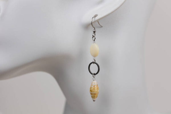 Akot Stainless Steel Paper Bead Earrings