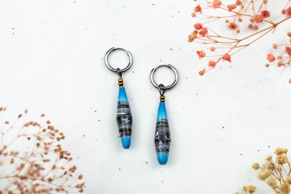 Pwani Stainless Steel Paper Bead Earrings