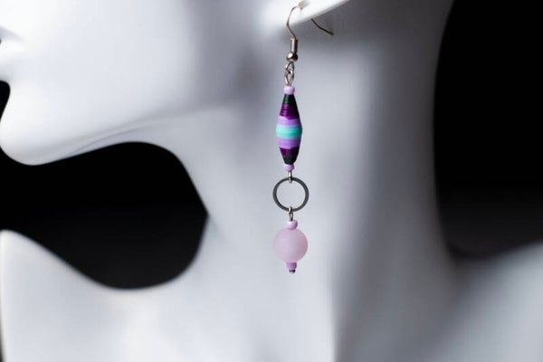 Kumbatia Stainless Steel Paper Bead Earrings