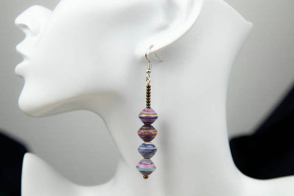 Umoja Stainless Steel Paper Bead Earrings