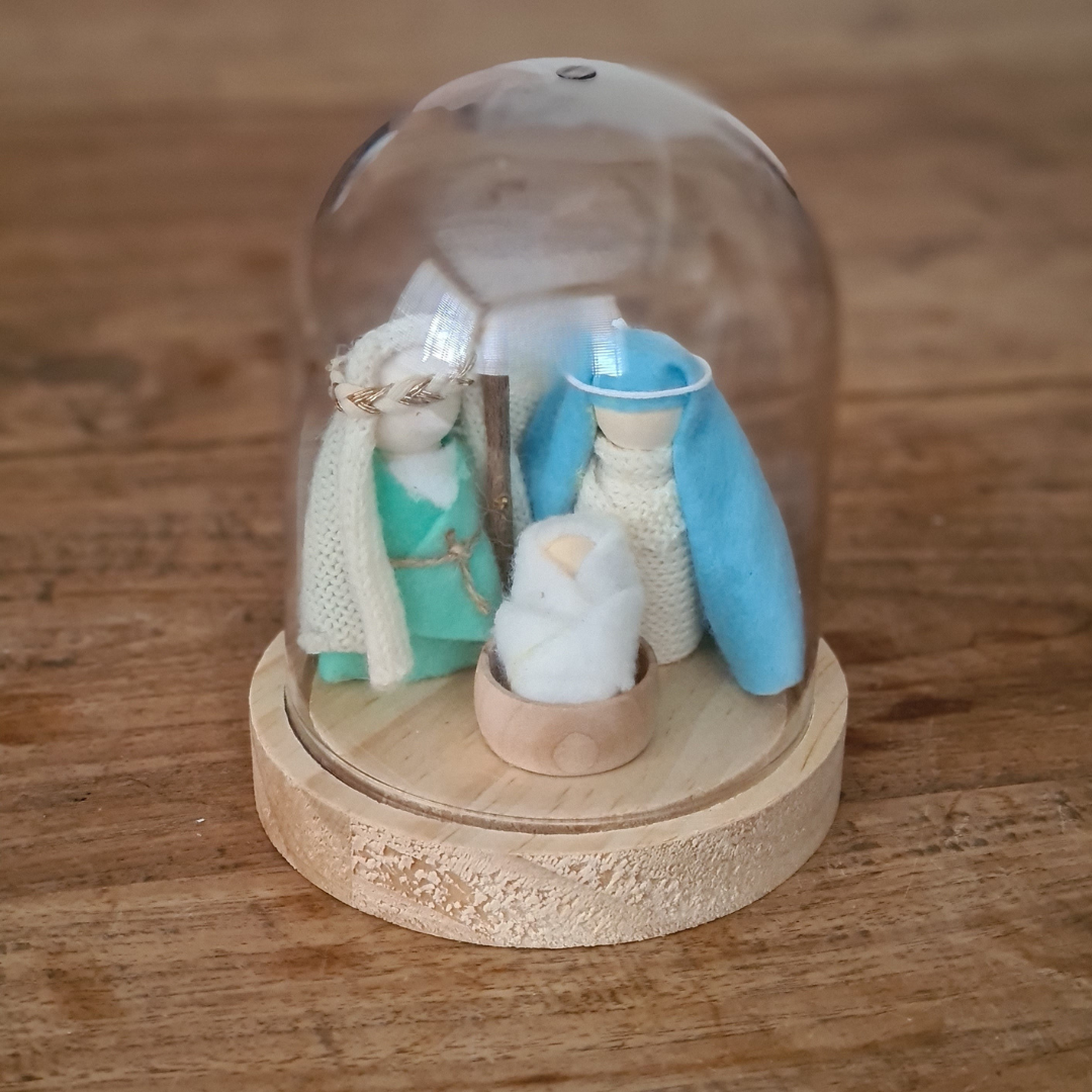 Kerststolp klein - Jozef, Maria & baby Jezus