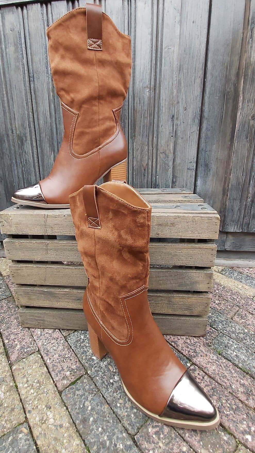 City Western laars met metallic neus en hoge hak | HotShoes \u0026 CoolStuff
