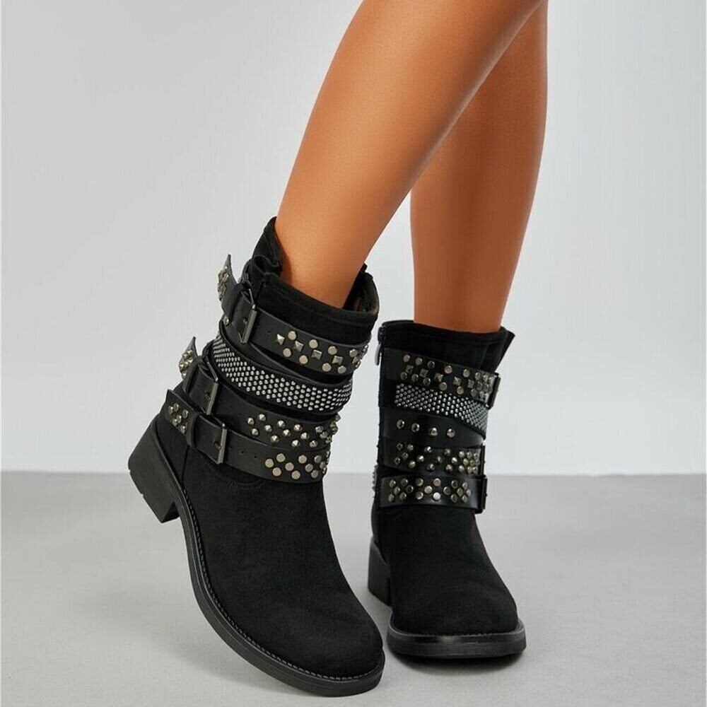 Dames Biker Boots – Stoere Motor Look met Gespjes & Studs