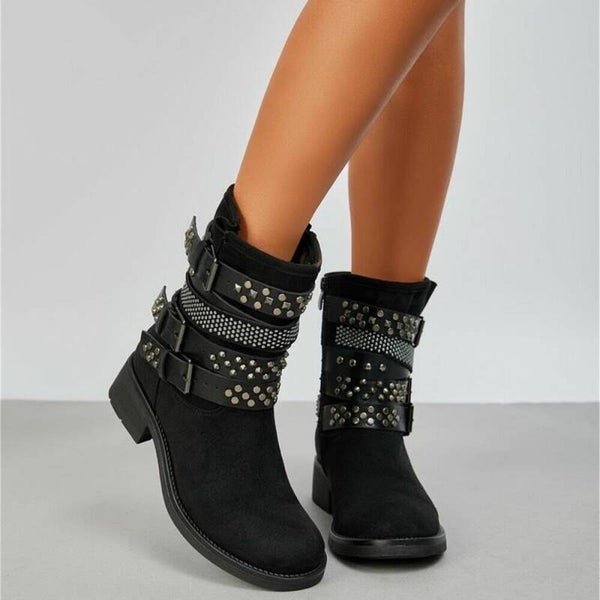 Dames Biker Boots – Stoere Motor Look met Gespjes & Studs