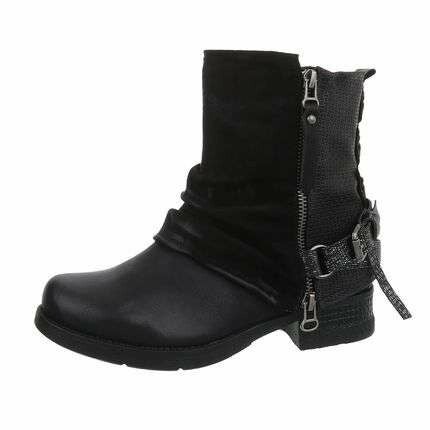 Dames Biker Boots / Stoere motor-look enkellaarsjes - Zwart | HotShoes \u0026  CoolStuff