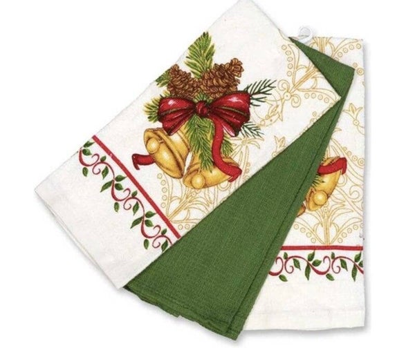 Handdoekenset 3 delig- Dennenappels -Kerstbel