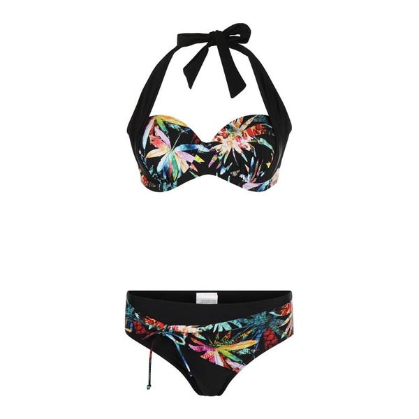Mila Halter Bikini Cup d/e Black Multi