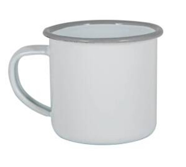 Wit met grijze rand emaille espresso mok