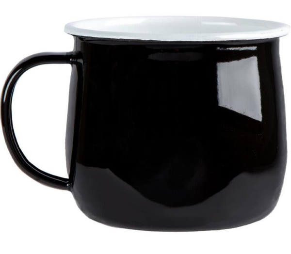 Emaille bolle buik mok zwart
