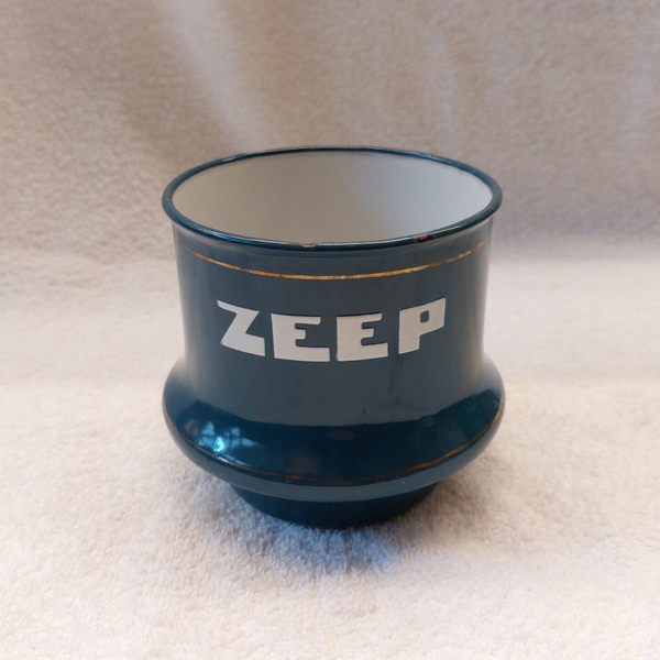 Oud ´zeep´ bakje petrol blauw