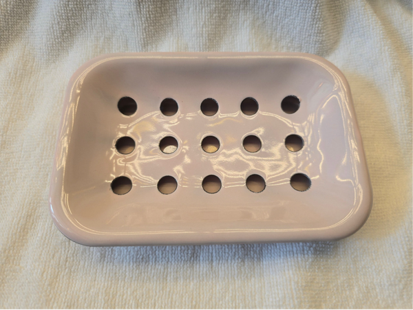 Emaille zeepbakje pastel roze plat