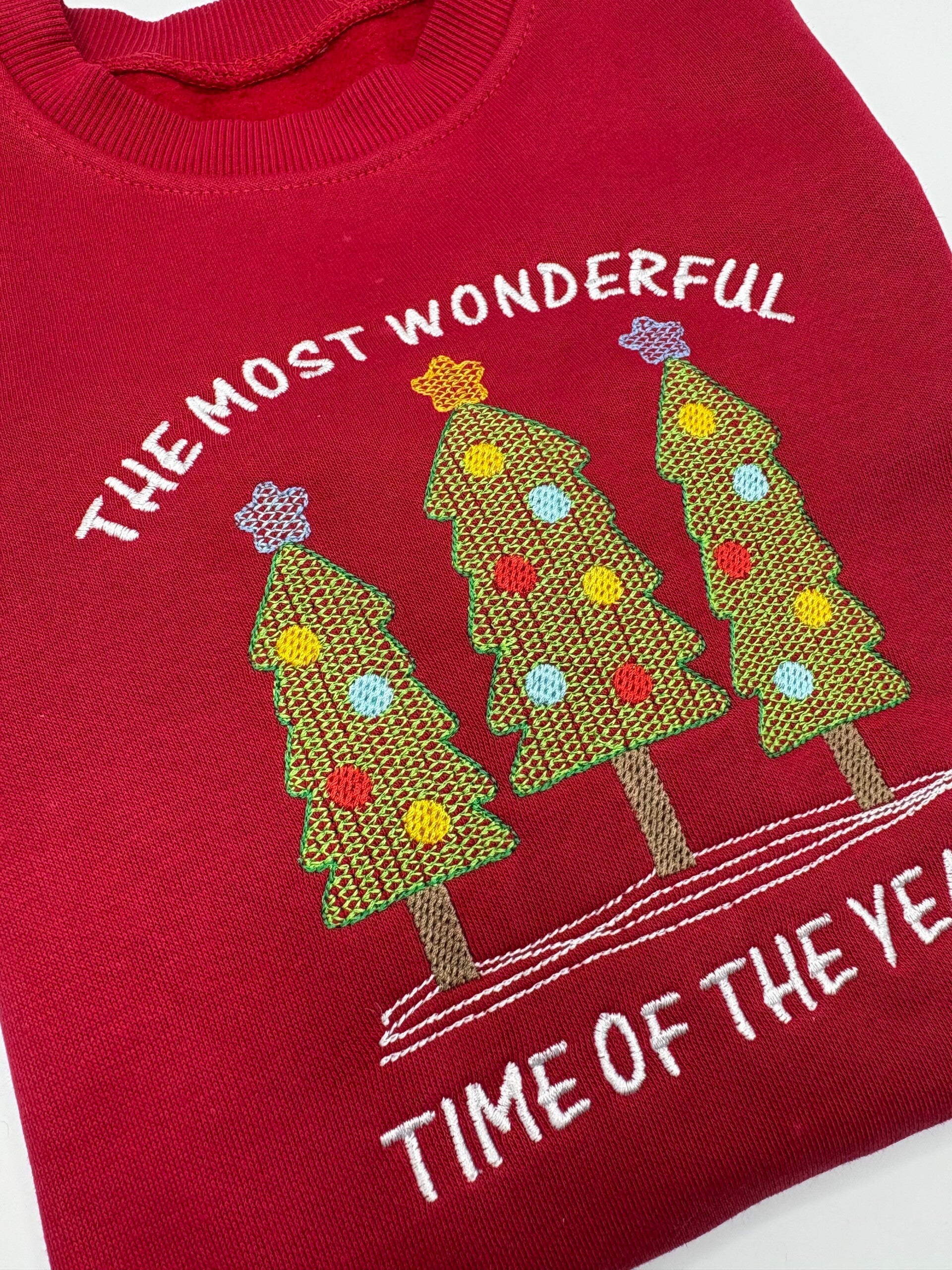 The Most Wonderful Time Of The Year Embroidered Christmas Jumper
