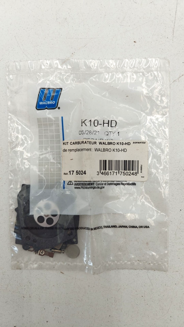 KIT REPARATION MEMBRANES CARBURATEUR WALBRO K10HD
