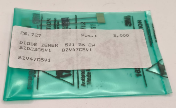2 pièces, Diode: Zener BZV47C5V1 5% 2W