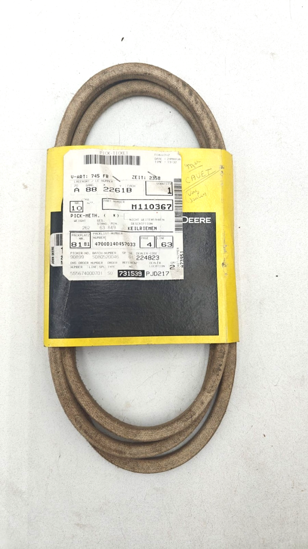 COURROIE TRACTEUR TONDEUSE JOHN DEERE M110367