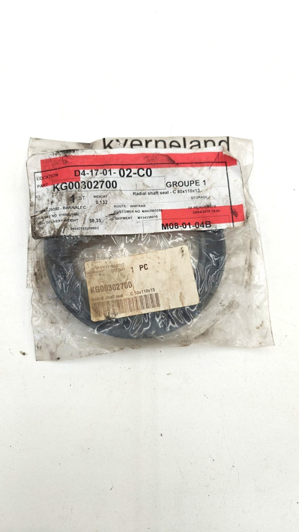 JOINT À LÈVRE RADIAL C80X110X13 RÉF. KG00302700 - KVERNELAND