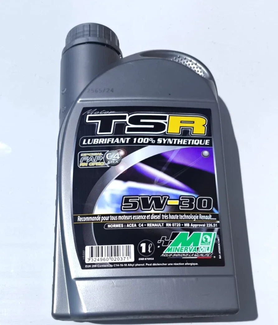 HUILE MOTEUR 4 TEMPS MINERVA AUTO SYNTHESE TSR 5W30 100% SYNTHES 1 litre