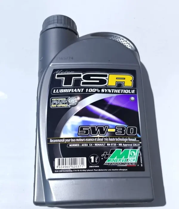 HUILE MOTEUR 4 TEMPS MINERVA AUTO SYNTHESE TSR 5W30 100% SYNTHES 1 litre